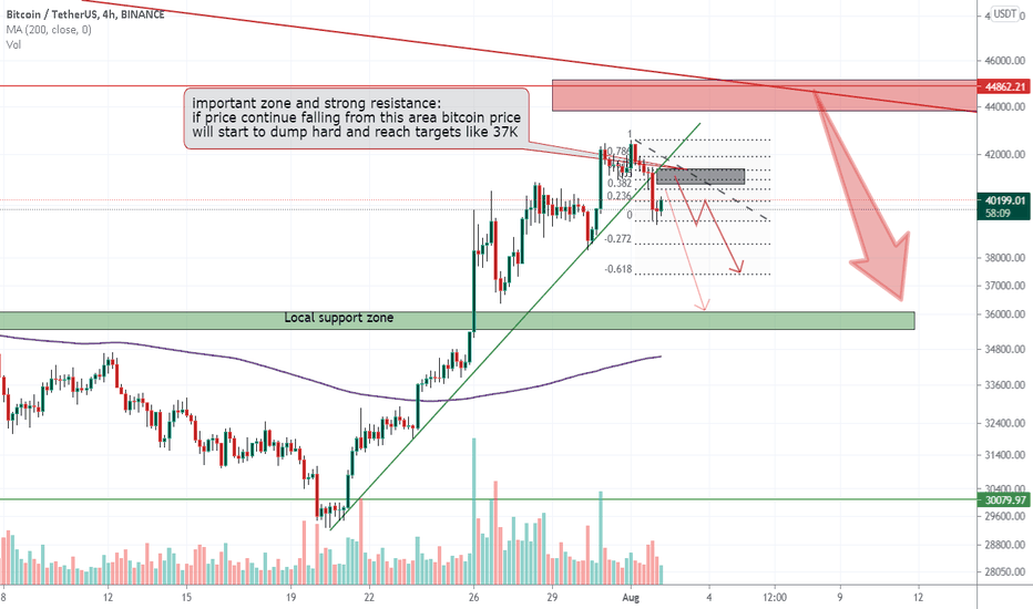 BTCUSDT broken trendline and Strong resistance zones are ahead 