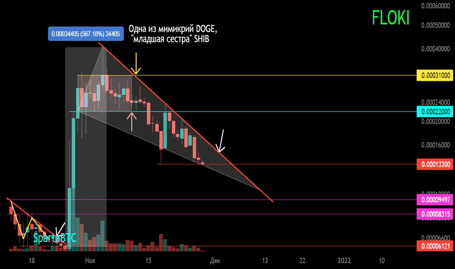 FLOKI/USDT Нисходящей клин после  накачки +550%