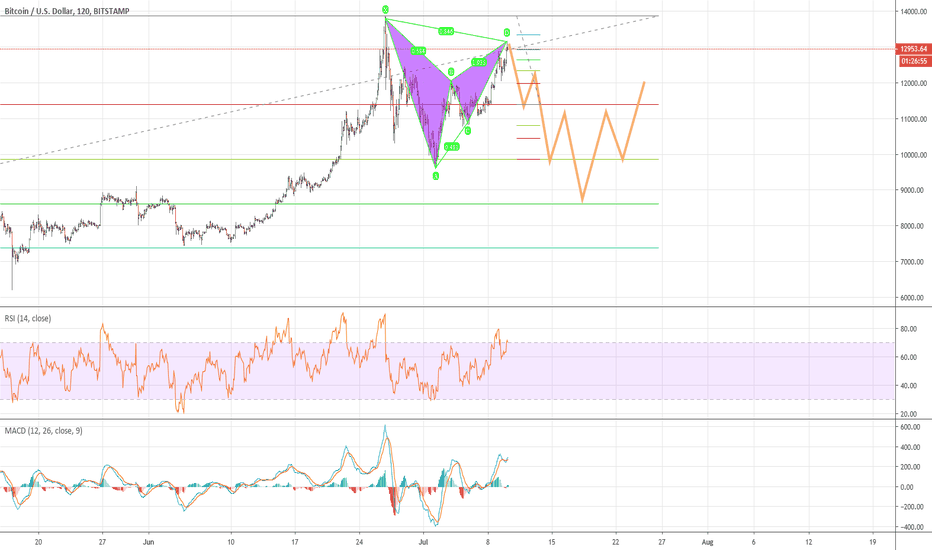 BTC/USD, gartley pattern, high probability of correction