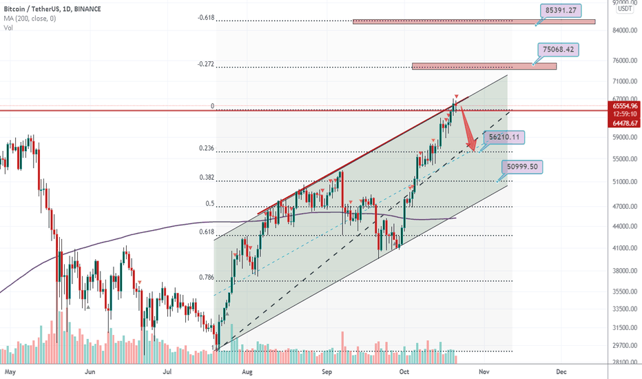 BTCUSDT price is still in daily Ascending channel and can fall