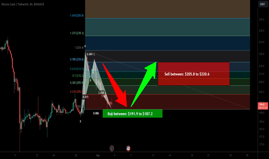 Bitcoin Cash (BCH) formed a bullish BAT for upto 17.50% pump