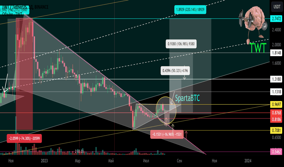 TWT/USDT Вторичный тренд. Клин. Зона Разворота. 08 2023
