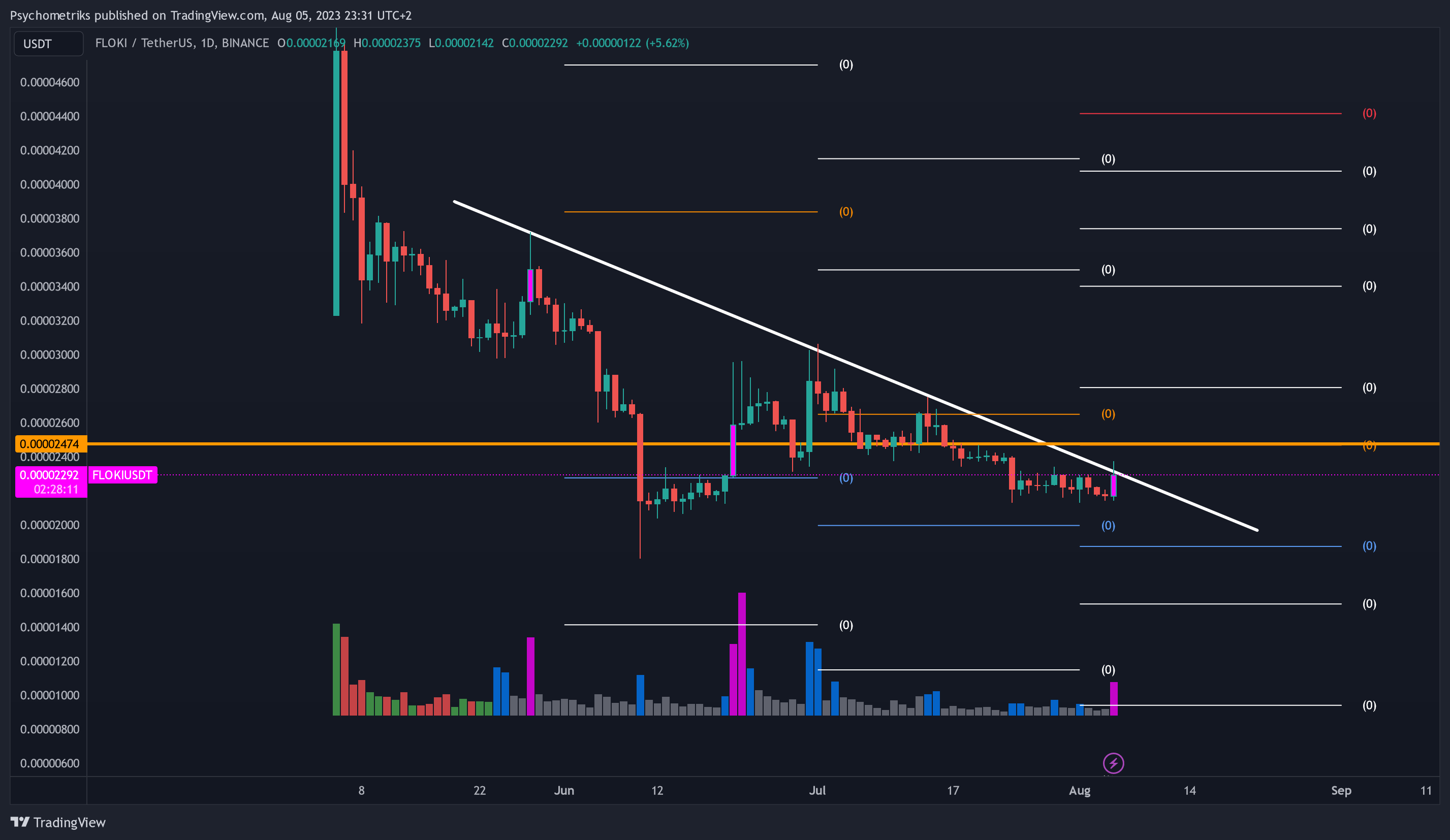 BINANCE:FLOKIUSDT Chart Image by Psychometriks