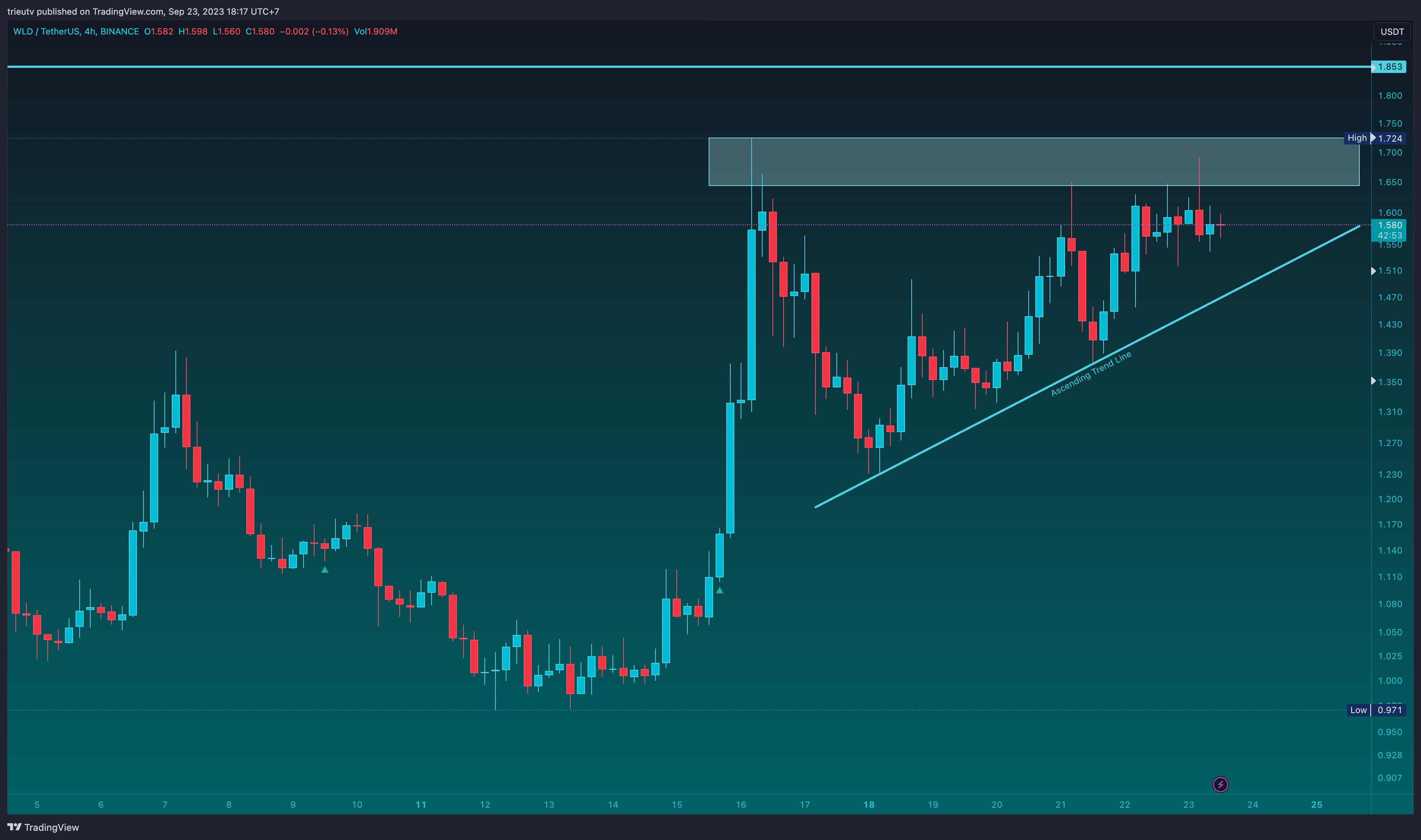 BINANCE:WLDUSDT Chart Image by trieutv
