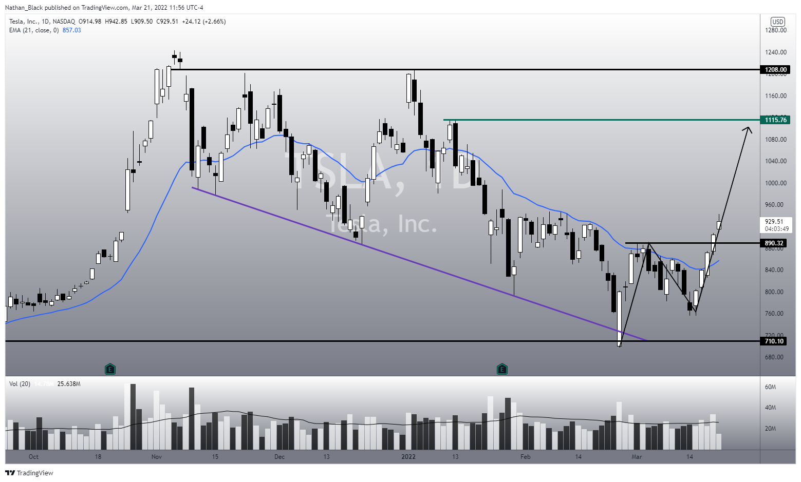 NASDAQ:TSLA Chart Image by Nathan_The_Finance_Hydra