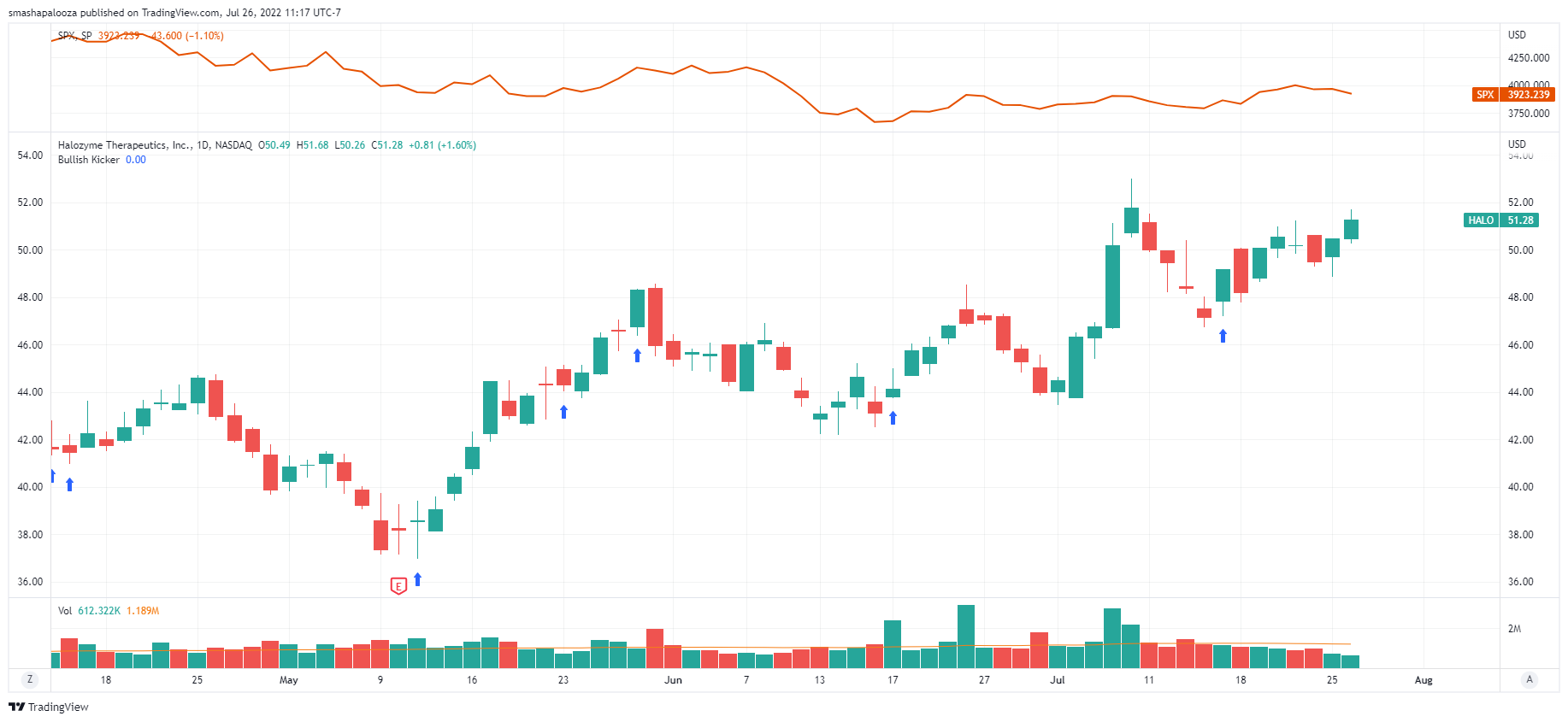 NASDAQ:HALO Chart Image by Amphibiantrading