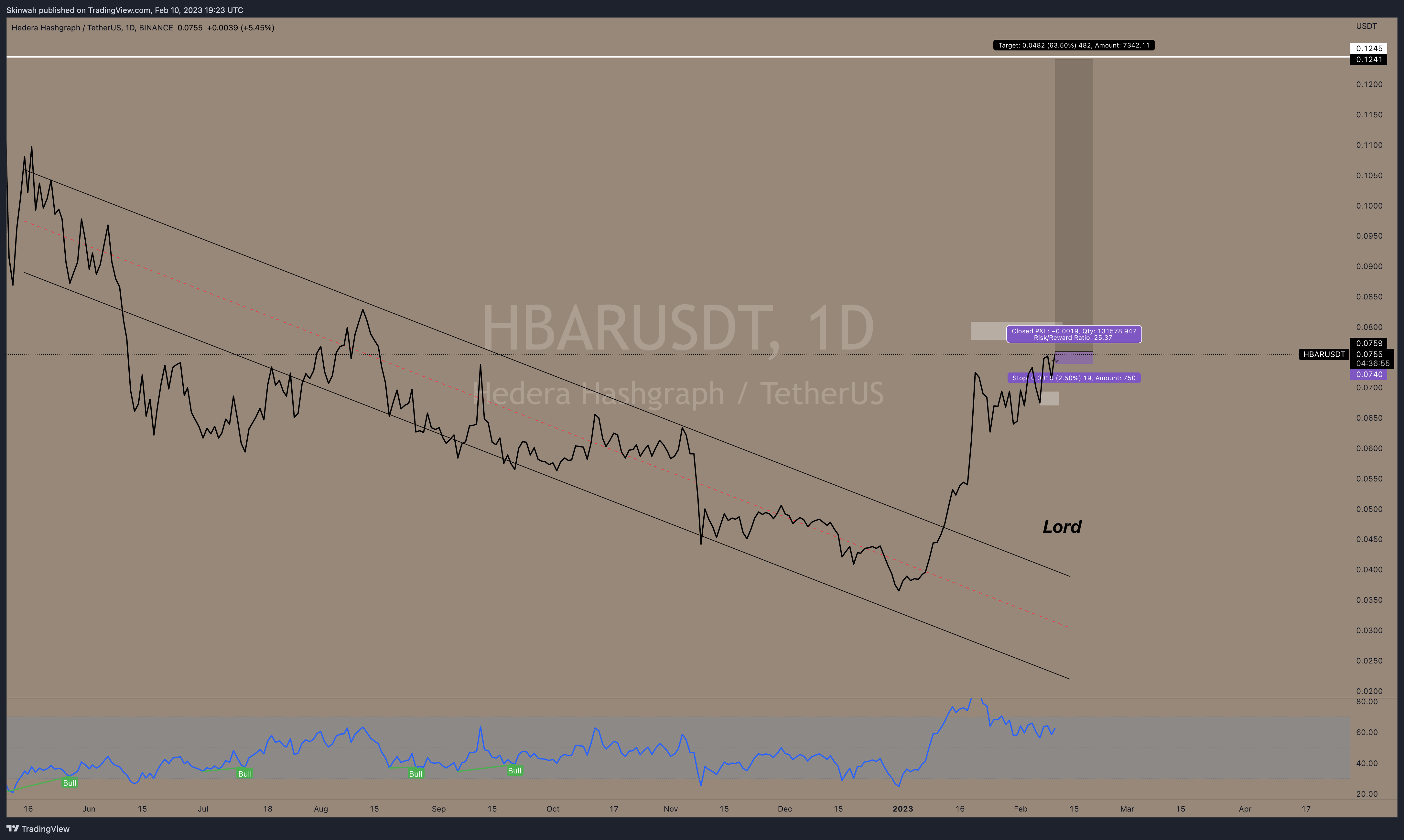 BINANCE:HBARUSDT Chart Image by Skinwah