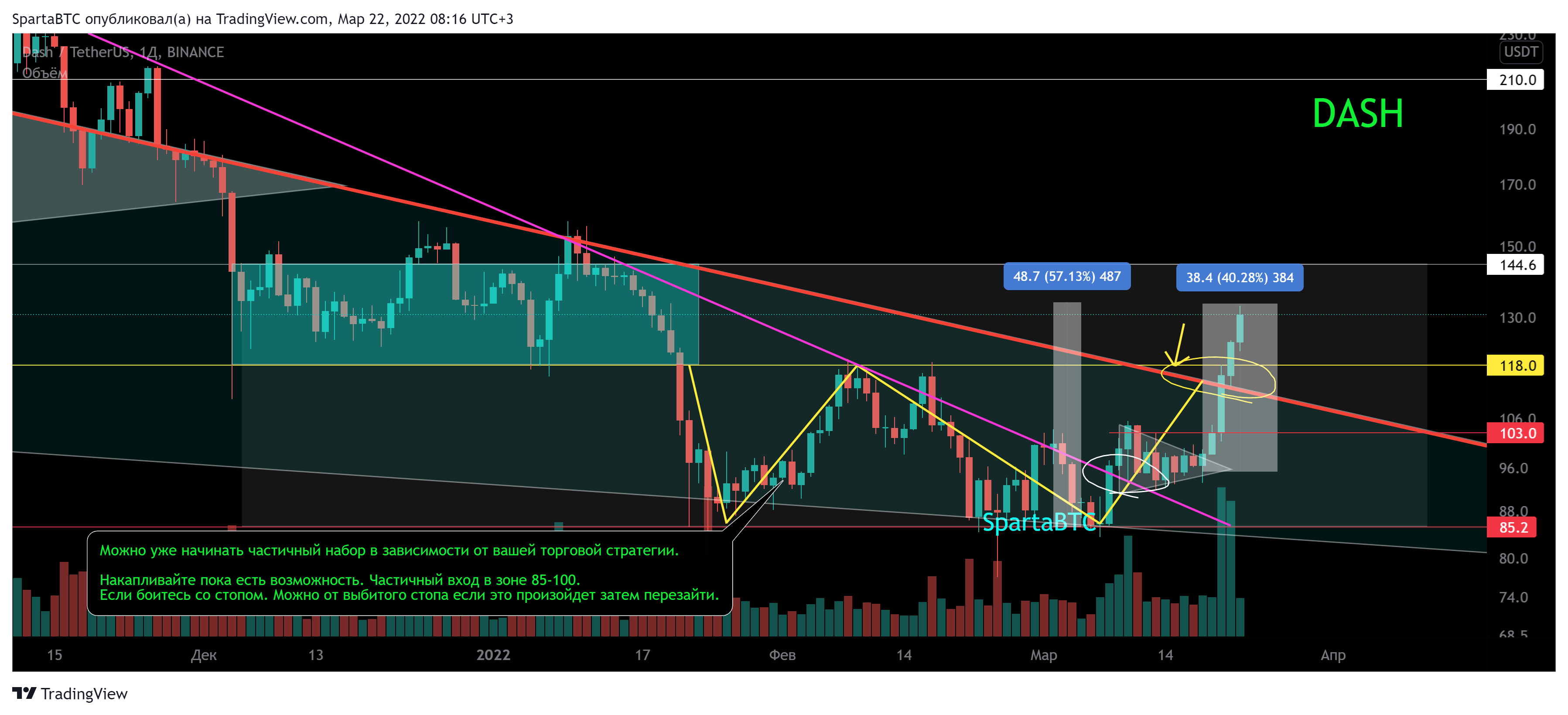 BINANCE:DASHUSDT Chart Image by SpartaBTC
