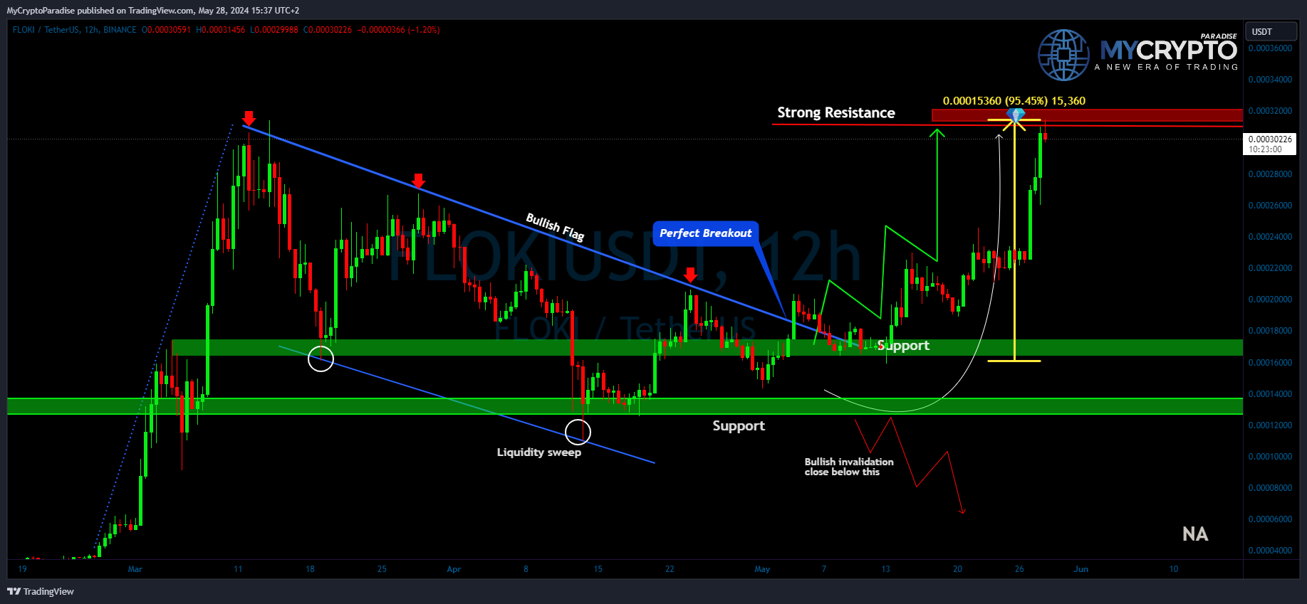 BINANCE:FLOKIUSDT Chart Image by MyCryptoParadise