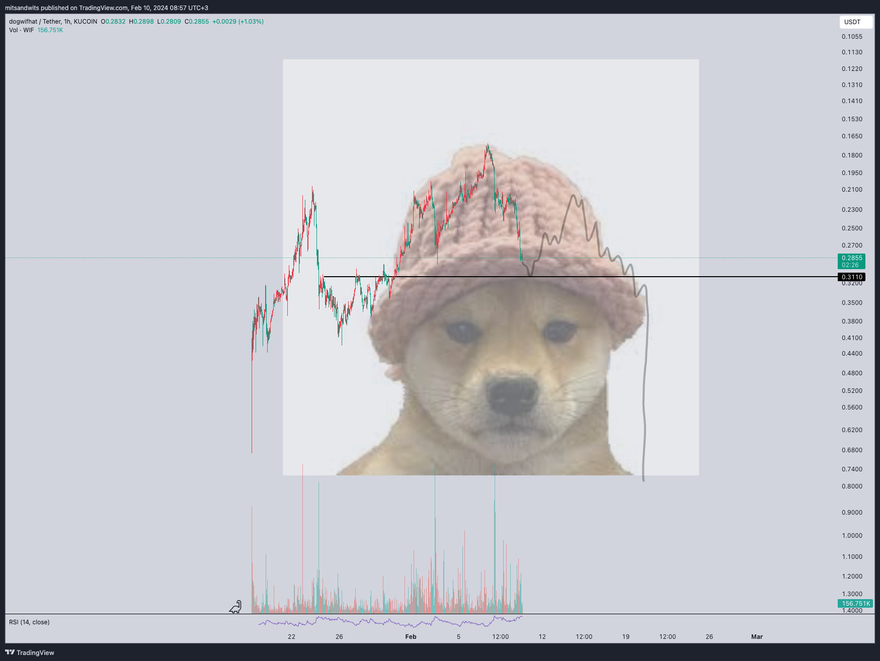 KUCOIN:WIFUSDT Chart Image by mitsandwits