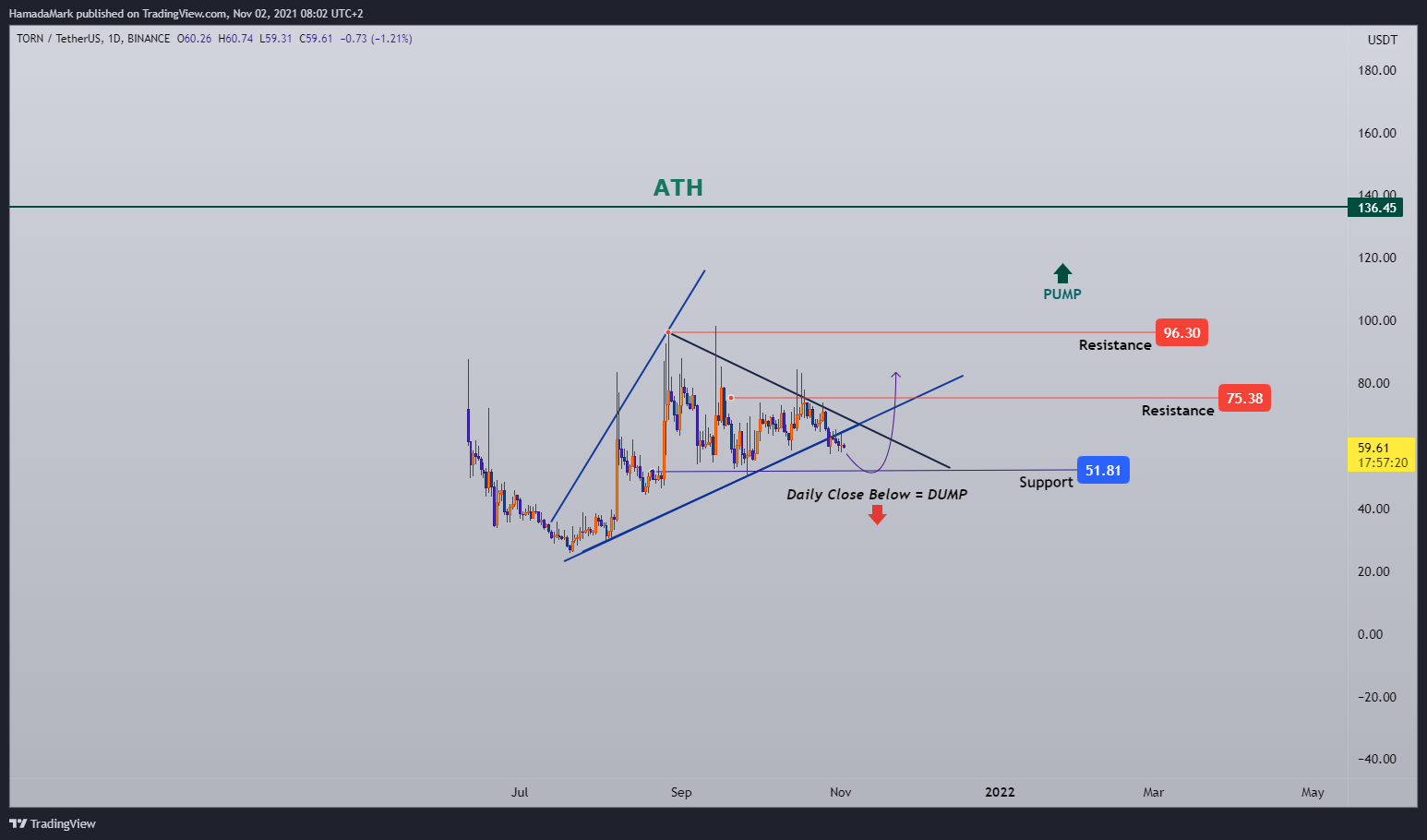 BINANCE:TORNUSDT Chart Image by HamadaMark