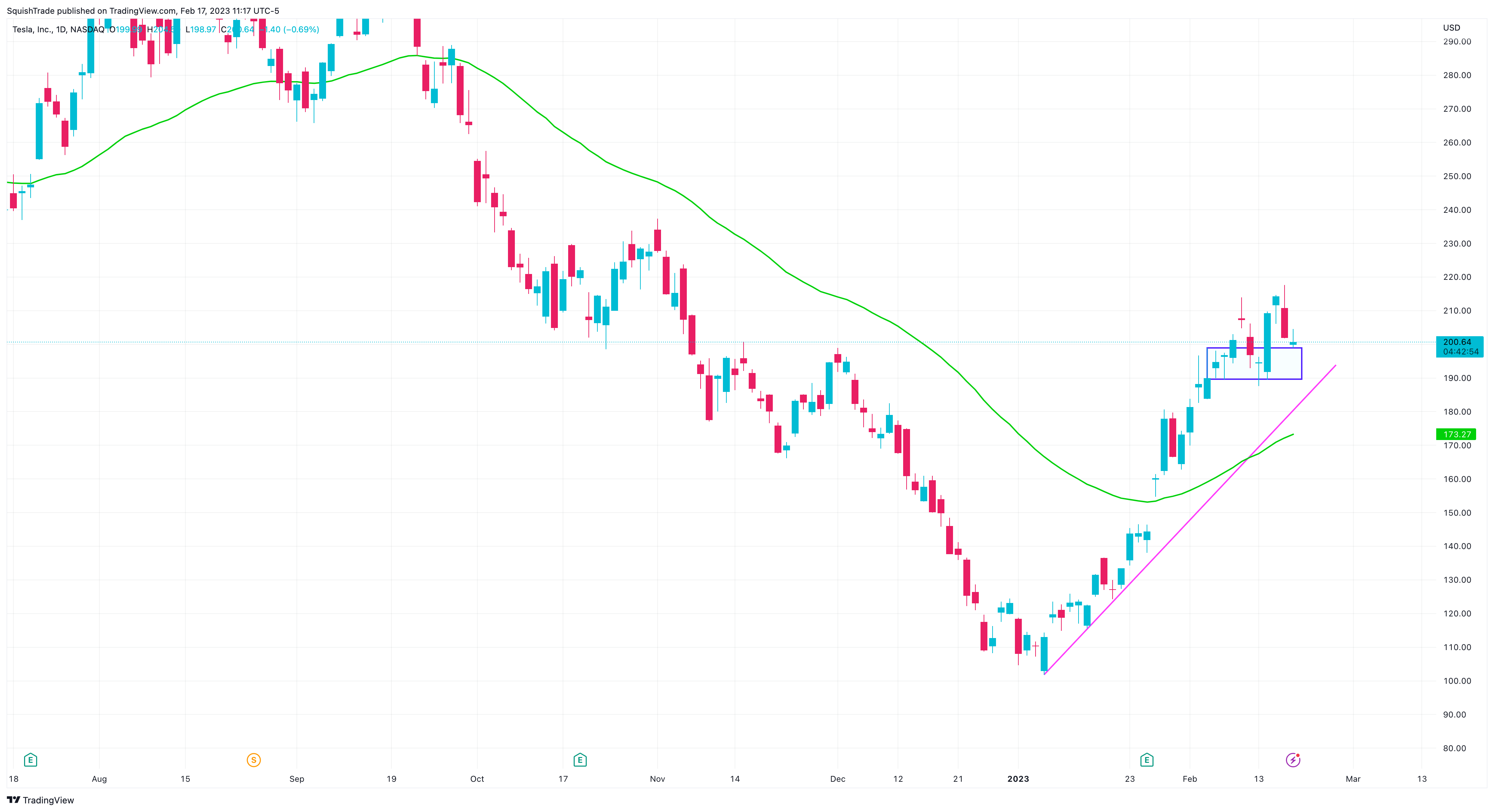 NASDAQ:TSLA Chart Image by SquishTrade