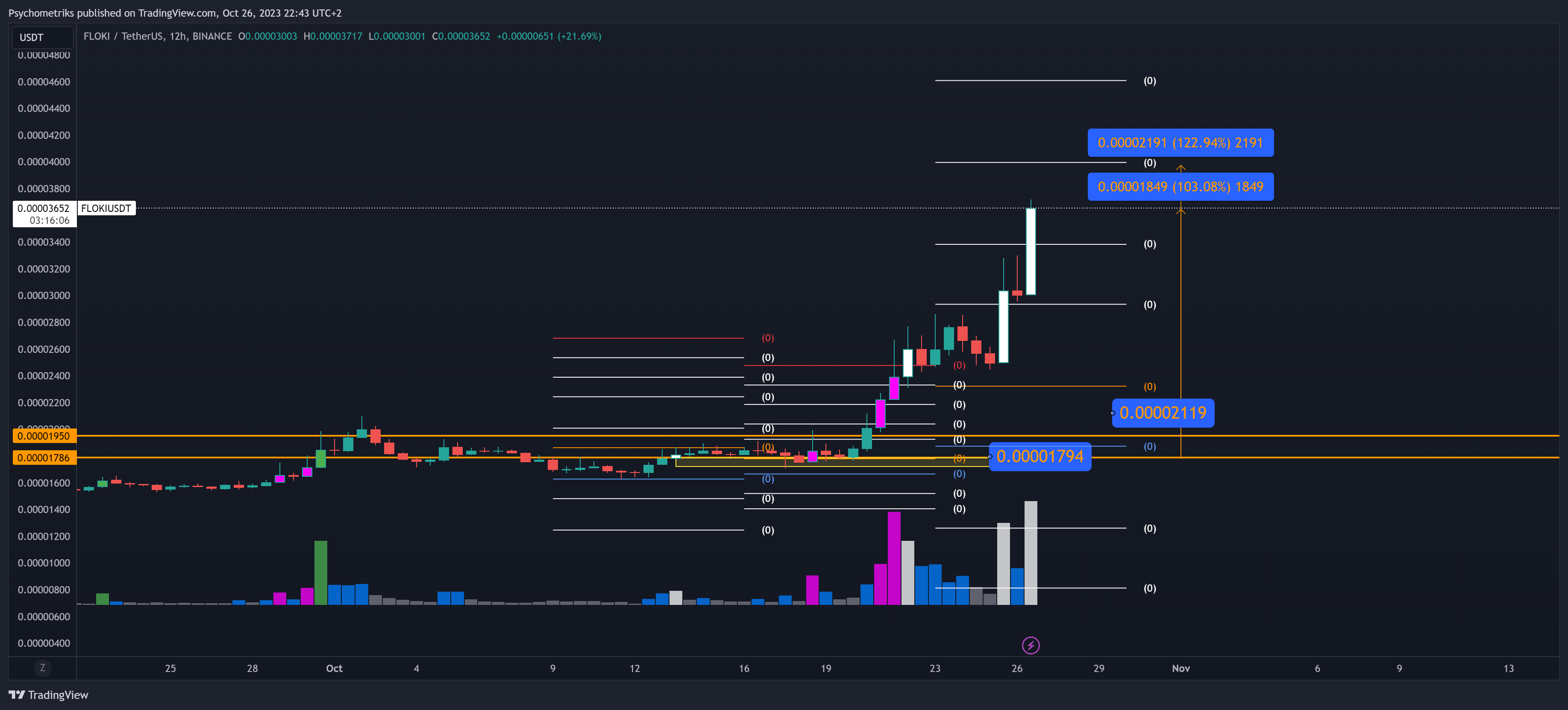 BINANCE:FLOKIUSDT Chart Image by Psychometriks