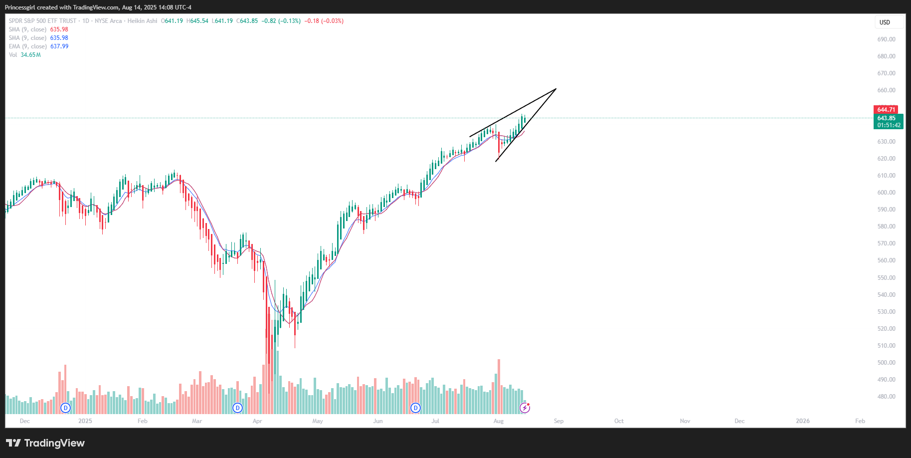 AMEX:SPY Chart Image by Princessgirl