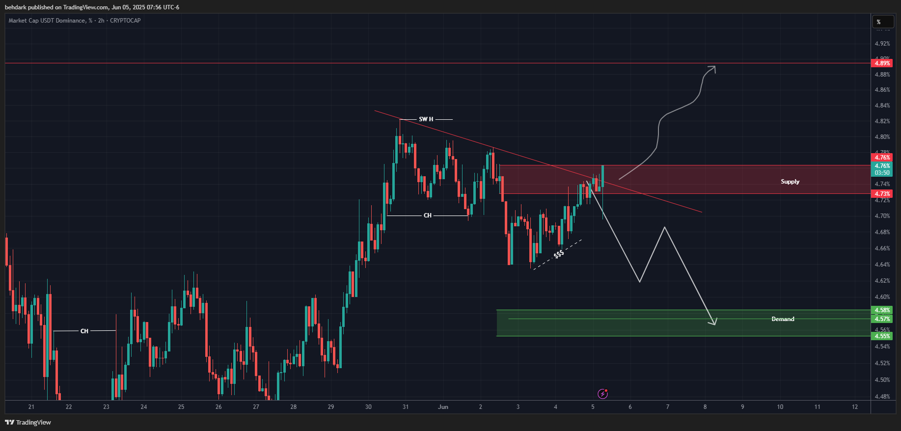 CRYPTOCAP:USDT.D Chart Image by behdark