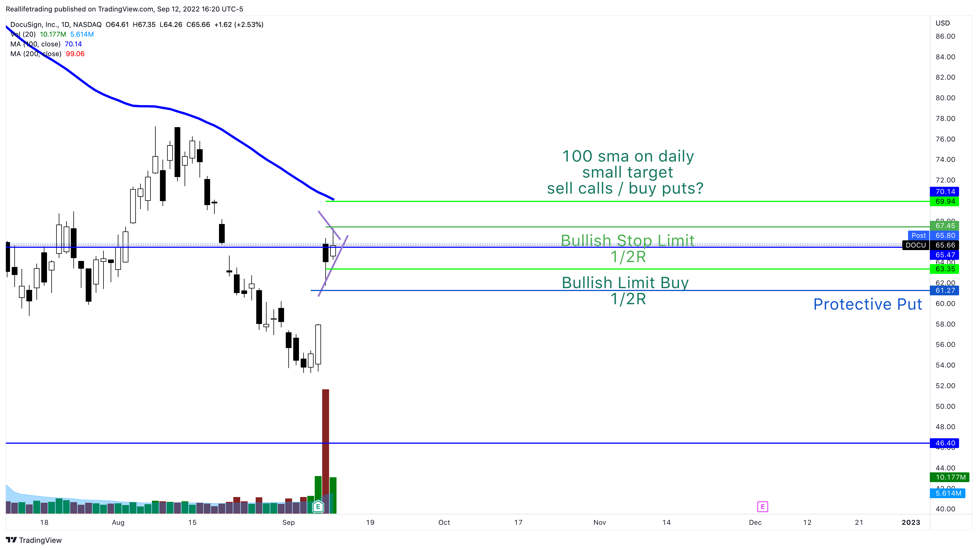 NASDAQ:DOCU Chart Image by Reallifetrading