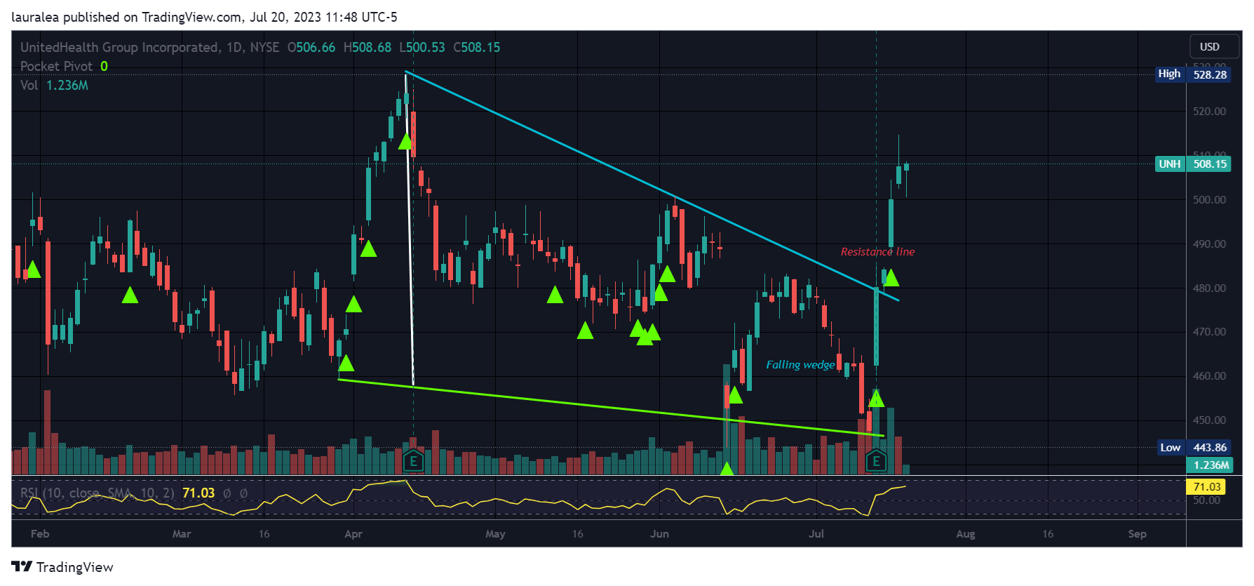 NYSE:UNH Chart Image by lauralea