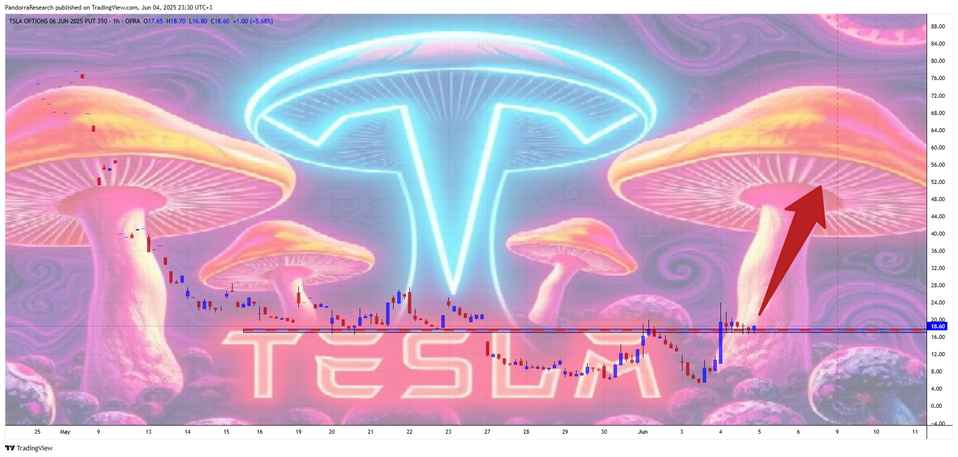 OPRA:TSLA250606P350.0 Chart Image by PandorraResearch