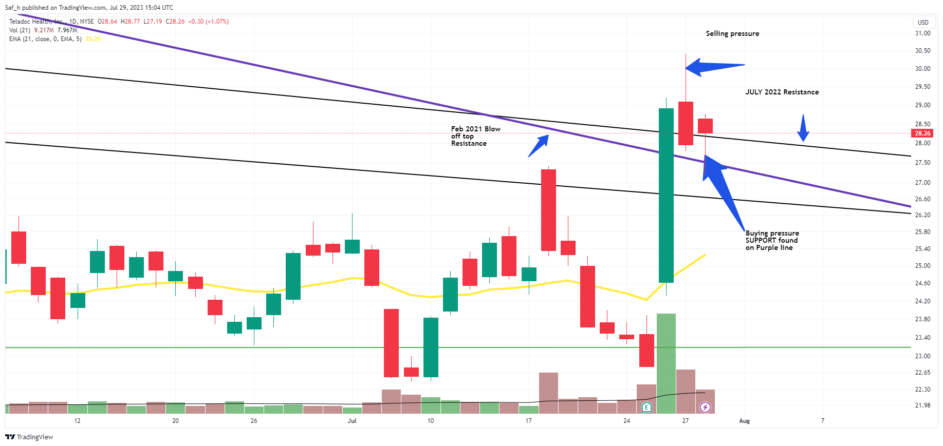NYSE:TDOC Chart Image by SafofAllTrades
