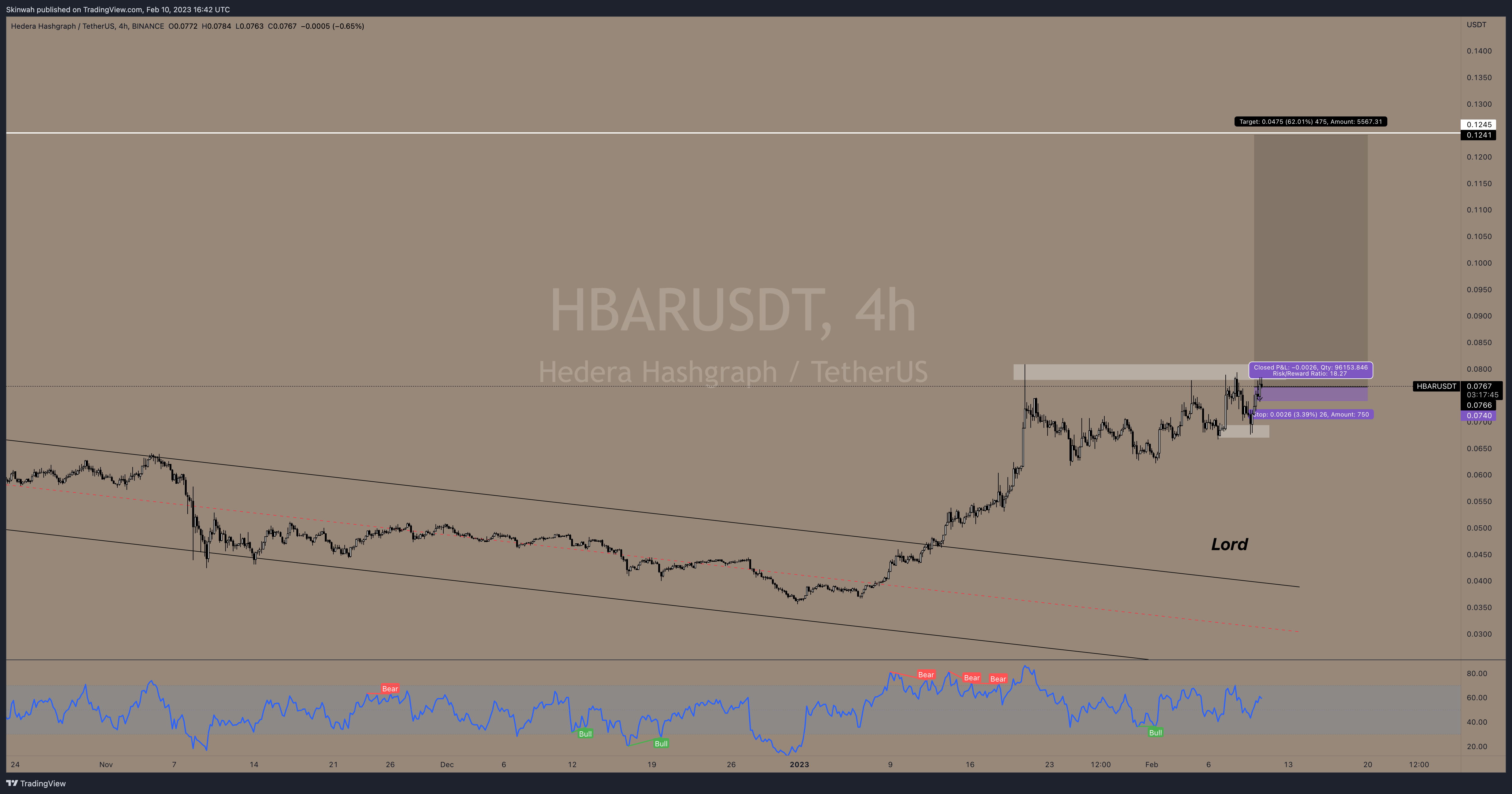 BINANCE:HBARUSDT Chart Image by Skinwah