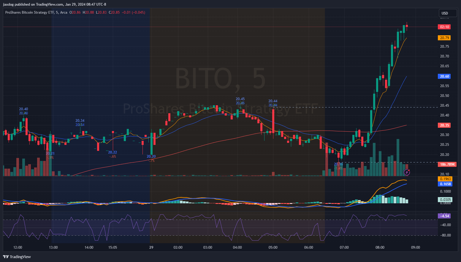 AMEX:BITO Chart Image by jaxdog
