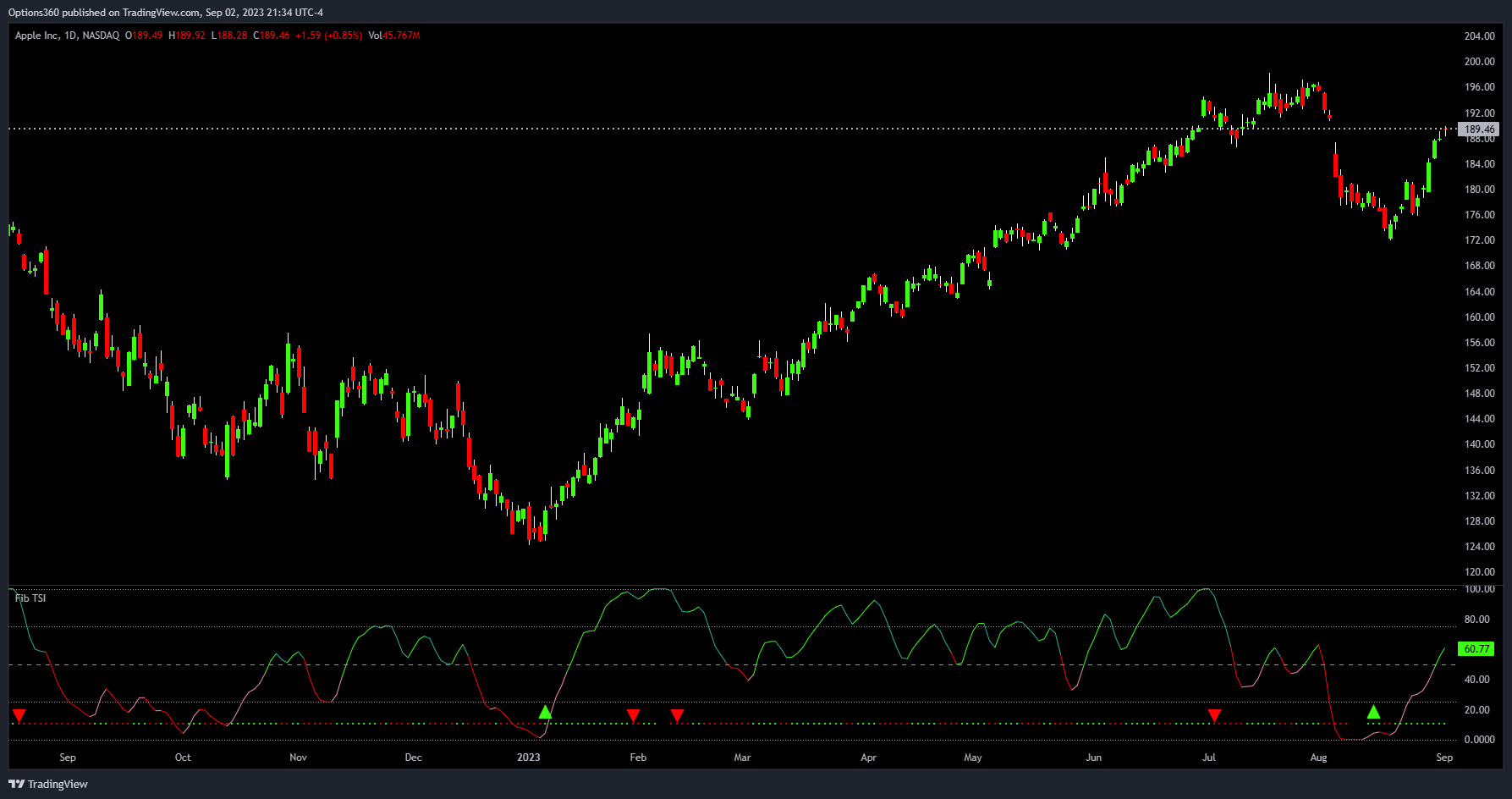 NASDAQ:AAPL Chart Image by Options360