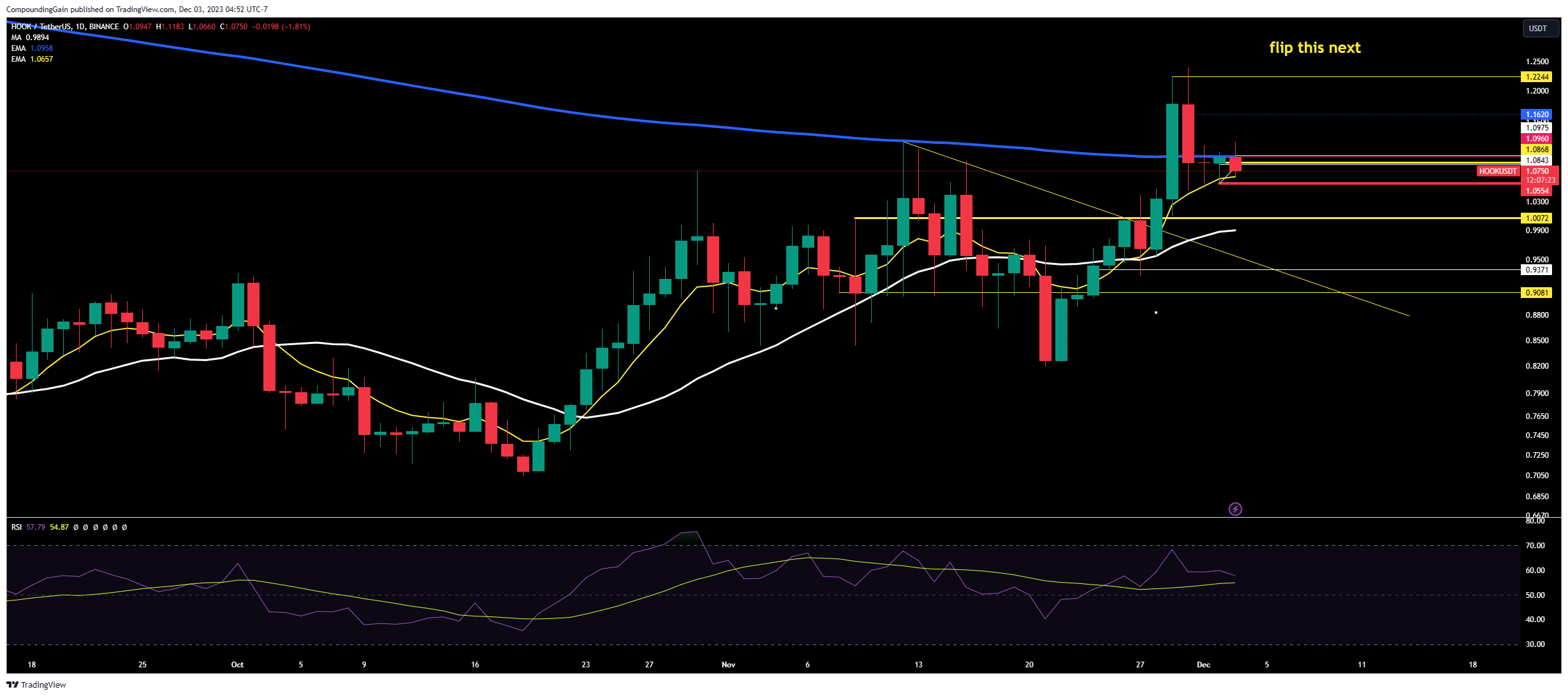 BINANCE:HOOKUSDT Chart Image by CompoundingGain