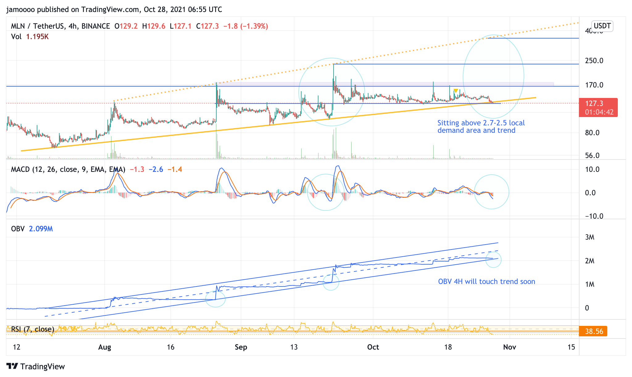 BINANCE:MLNUSDT Chart Image by jamoooo
