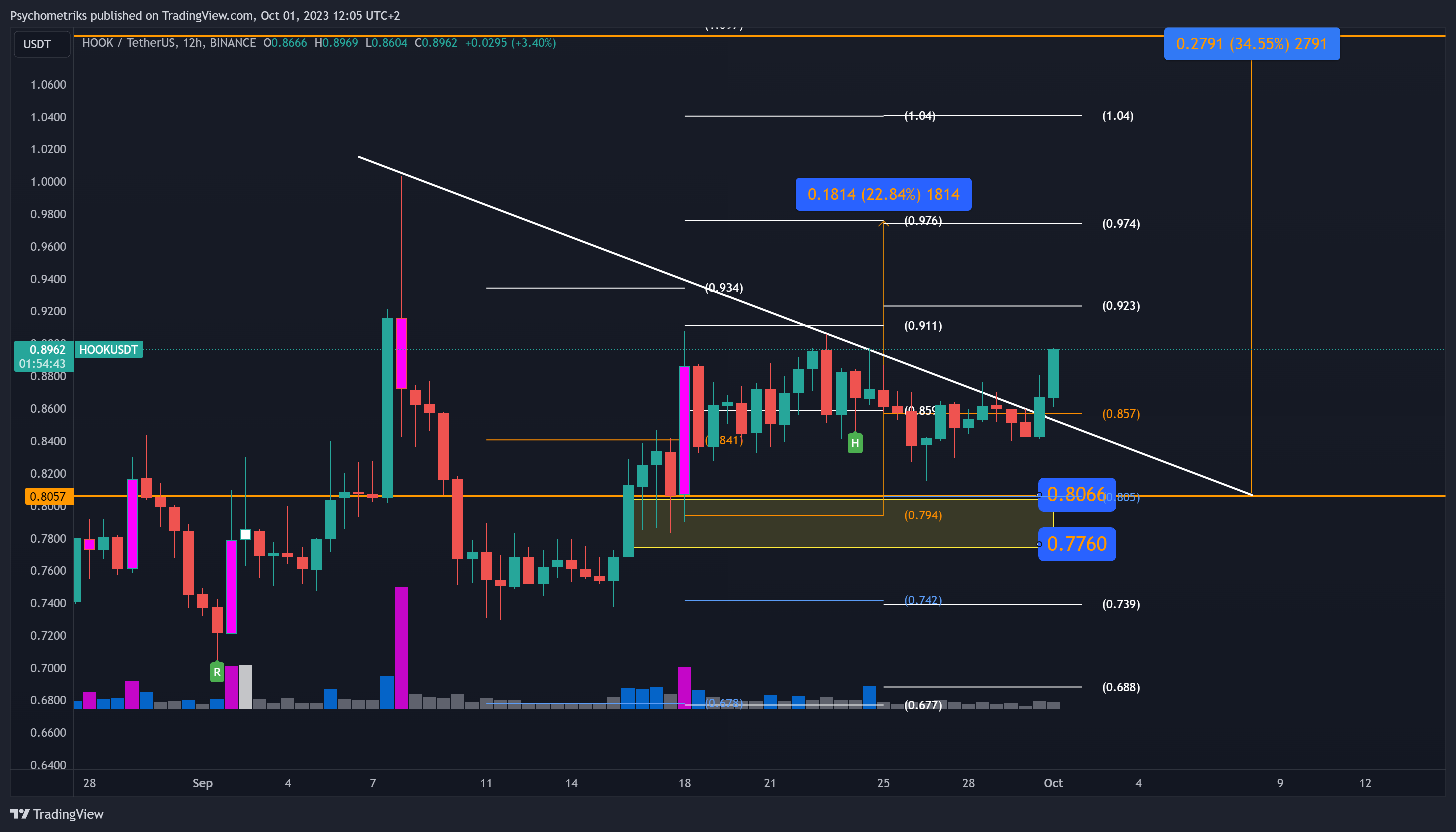 BINANCE:HOOKUSDT Chart Image by Psychometriks