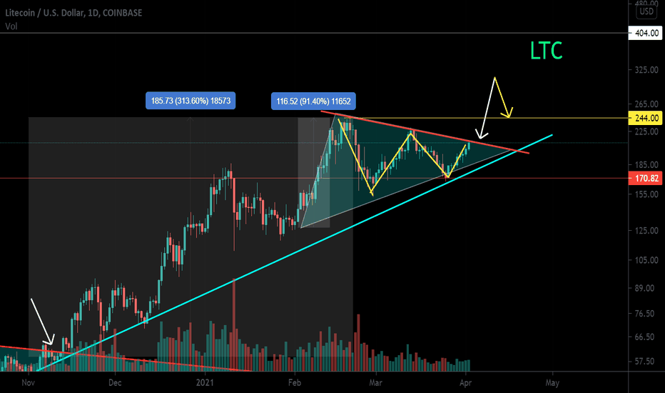 LTC/USD symmetrical triangle Past trading idea + 313%