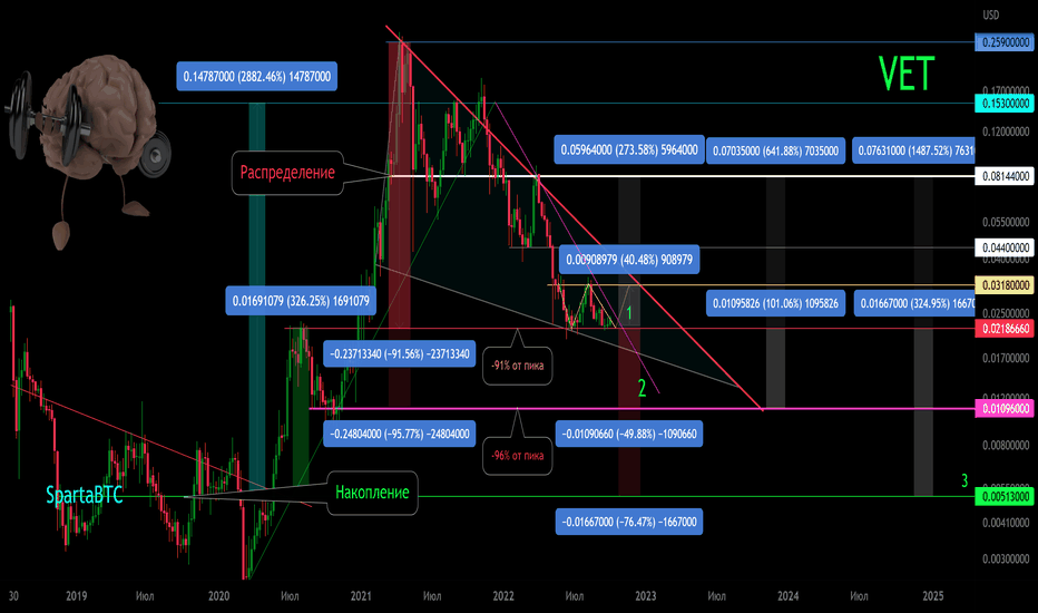 VET/USD Основной тренд. Накопление/распределения. Зоны разворота